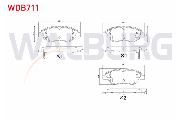 Fren Disk Balata Ön Fiat Egea (357) HB / CROSS (2016->)  WALBURG WDB711