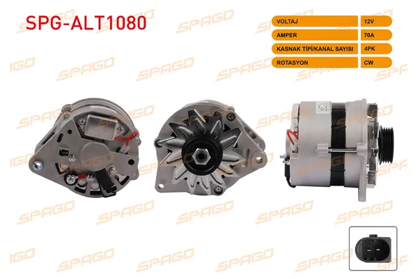Alternatör  Skoda Forman (785)(1992->)  SPAGO ALT1080