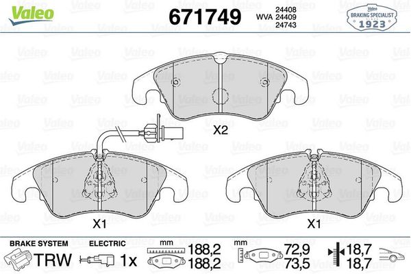 Fren Disk Balata Ön Audi S6 Sedan (4GC)(09.2014->)  VALEO 671749