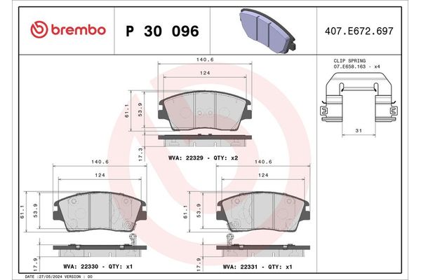 Fren Disk Balata Ön BREMBO P 30 096