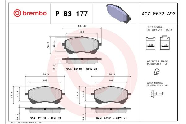 Fren Disk Balata Ön BREMBO P 83 177