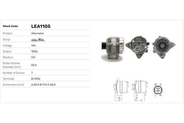Alternatör  Toyota RAV4 (A3)(2005->)  LUCAS ELEKTRIK LEA1105