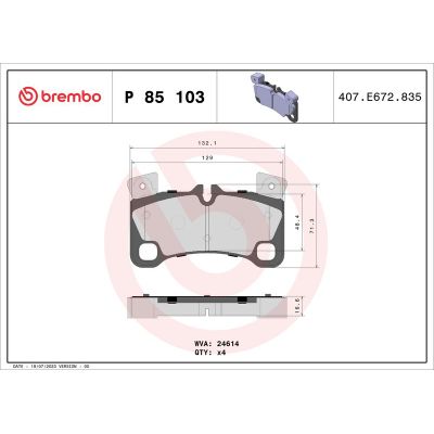 Fren Disk Balata Arka Audi Q7 (4L)(03.2006->)  BREMBO P 85 103
