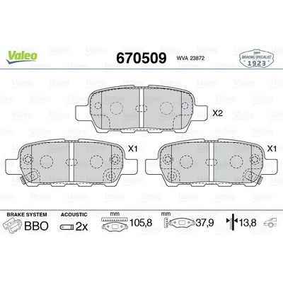 Fren Disk Balata Arka Renault Koleos (03.2008->)  VALEO 670509