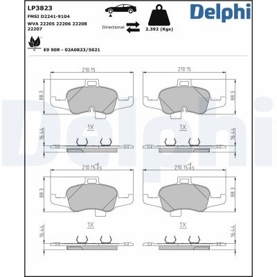 Fren Disk Balata Ön Audi TT Coupe (FV3)(10.2014->)  DELPHI LP3823