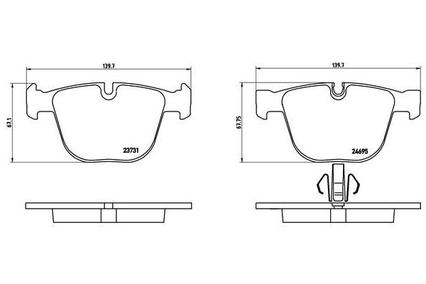 Fren Disk Balata Arka BMW 7 Serisi (F01/F02/F04)(01.2009->)  BREMBO P 06 053
