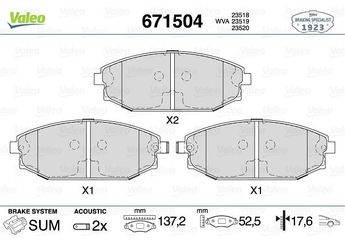 Fren Disk Balata Ön VALEO 671504  58101M1A00 58101-M1A00 S2000100 SB000100