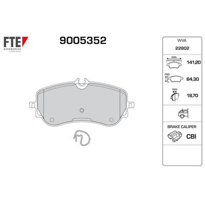 Fren Disk Balata Arka Volkswagen Amarok (S6B)(08.2016->2020)  FTE 9005352