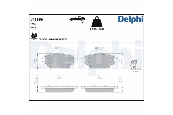 Fren Disk Balata Arka Mercedes T -Serisi (BM 420)(05.2022->)  DELPHI LP3859