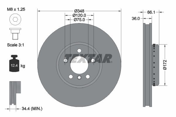 Fren Disk Ayna Ön Sağ BMW M6 Serisi Coupe (F13M)(2012->)  TEXTAR 92253825