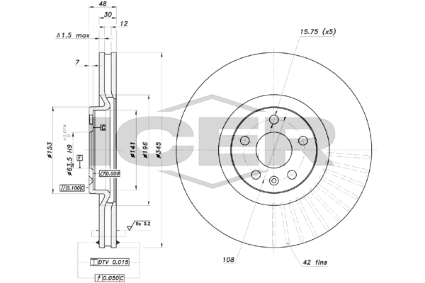 Fren Disk Ayna Ön Sağ ve Sol Volvo V90 Cross Country (10.2016->)  OTOZONE BD3099