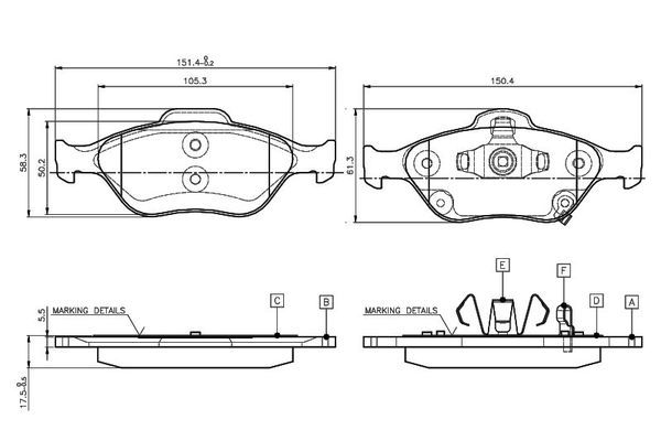 Fren Disk Balata Ön Daihatsu Charade (XP9F)(2011->2013)  BOSCH 0 986 TB3 016