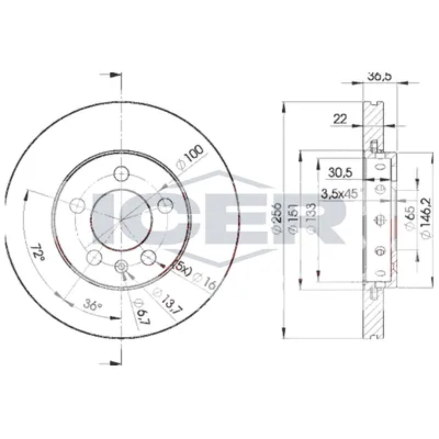 Fren Disk Ayna Ön Sağ ve Sol Skoda Octavia (1U2)(1999->)  VOLKSWAGEN ORJINAL 1J0615301D