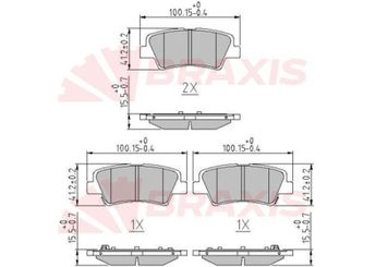 Fren Disk Balata Arka BRAXIS AA0602  583021RA30 583021WA35 58302A6A2 583022VA30 58302-2VA30 583022VA50 58302-2VA50 58302A6A20 58302-A6A20 58302A6A31 58302-A6A31 58302A7B30 58302-A7B30 446602280 04466-02280 446602291 04466-02291