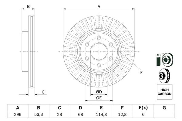 Fren Disk Ayna Ön Sağ ve Sol Nissan Navara (D23M)(12.2015->)  BOSCH 0 986 479 E35