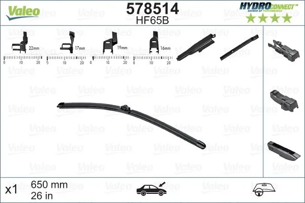 Silecek Süpürgesi Ön Muz Tip 650 mm - 26 inç Peugeot 508 (10.2010->)  VALEO 578514