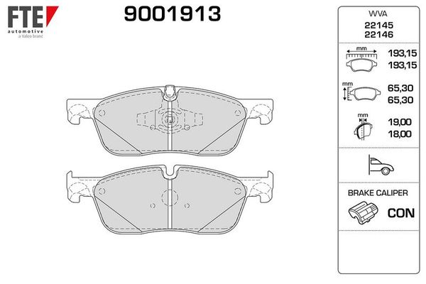 Fren Disk Balata Ön Land Rover Range Rover Evoque (2018->)  FTE 9001913