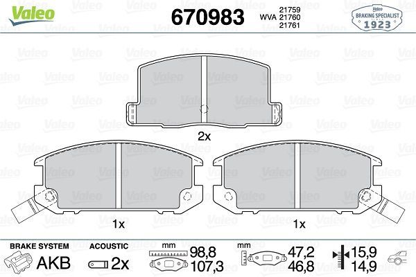 Fren Disk Balata Arka Toyota MR 2 (W20)(1990->)  VALEO 670983