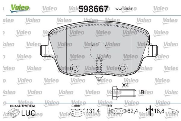 Fren Disk Balata Ön Volkswagen Polo IV (9N3)(04.2005->2009)  VALEO 598667