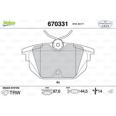 Fren Disk Balata Arka Fiat Tempra (159) 4 Kapı (1990->)  VALEO 670331