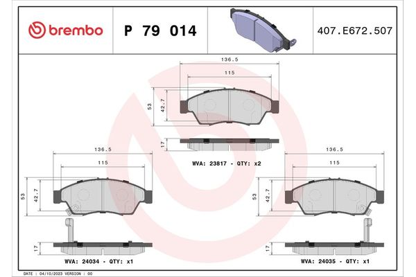 Fren Disk Balata Ön BREMBO P 79 014