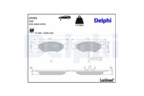 Fren Disk Balata Ön Ford Sierra 4/5 Kapı (1982->)  DELPHI LP255