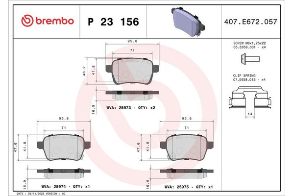 Fren Disk Balata Arka BREMBO P 23 156