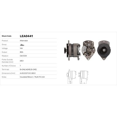 Alternatör  LUCAS ELEKTRIK LEA0441