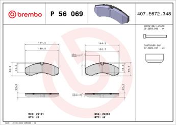 Fren Disk Balata Arka BREMBO P 56 069  2995693 42535791 500055561 500055562 44060MB40A D40609X60A D4060MB40A 5001868609