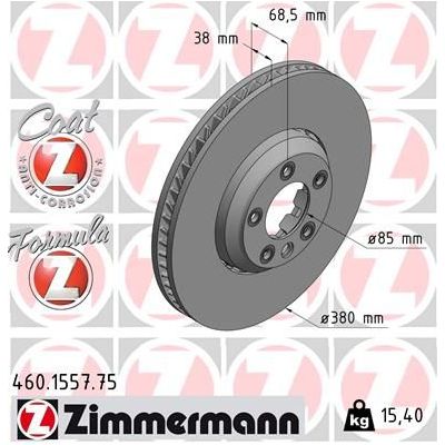 Fren Disk Ayna Ön Sağ ve Sol Porsche Cayenne (Typ 9PA)(08.2002->)  ZIMMERMANN 460.1557.75