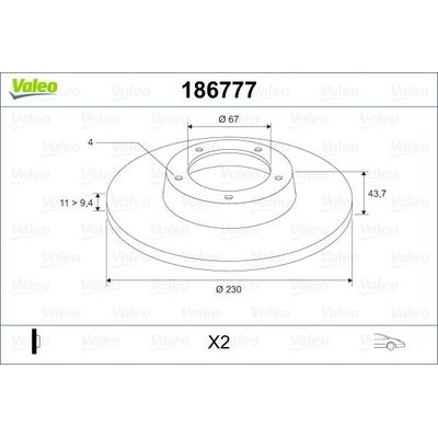 Fren Disk Ayna Ön Sağ ve Sol Hyundai Atos (MX)(1998->)  VALEO 186777