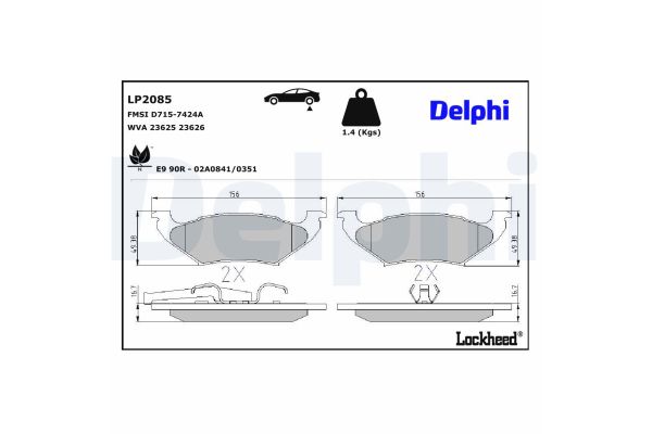 Fren Disk Balata Arka Chrysler Voyager (GS/ GH)(1996->)  DELPHI LP2085