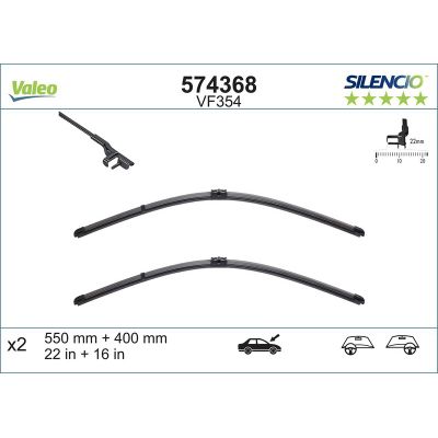 Silecek Süpürgesi Ön  550/400 mm - 22/16 inç Alfa Romeo 159 (140)(2005->)  VALEO 574368