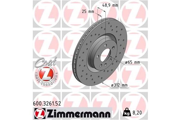Fren Disk Ayna Ön Sağ ve Sol Volkswagen Polo VI (AE1)(05.2021->)  ZIMMERMANN 600.3261.52