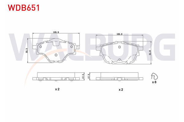 Fren Disk Balata Arka Peugeot 408 (P6)(10.2022->)  WALBURG WDB651