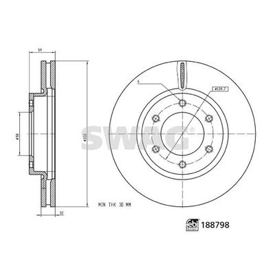 Fren Disk Ayna Ön Sağ ve Sol Ford Ranger (TKE)(2011->)  SWAG 33 11 0892