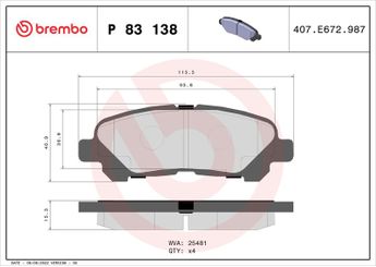 Fren Disk Balata Arka BREMBO P 83 138  446648120 44660E020 044660E020 44660E030 044660E030 0446648120