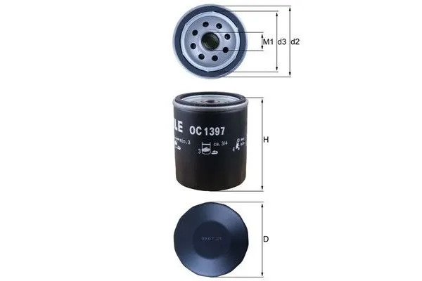 Yağ Filtresi  Fiat Ducato Maxi P.Van, Yüksek Tavan 40 (295)(04.2014->)  MAHLE OC 1397