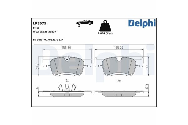Fren Disk Balata Ön Toyota Proace City Verso (2020->)  DELPHI LP3675