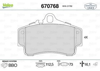 Fren Disk Balata Arka VALEO 670768  98635293910 986 352 939 10 99635293000 996 352 930 00 99635293003 996 352 930 03 99635293900 996 352 939 00 99635293902 996 352 939 02 99635293903 996 352 939 03 99635298000 996 352 980 00