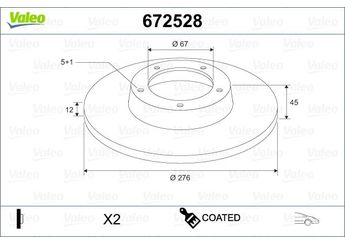 Fren Disk Ayna Ön Sağ ve Sol VALEO 672528  1694210012 A1694210012