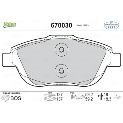 Fren Disk Balata Ön Opel Mokka (P2QO)(2020->)  VALEO 670030