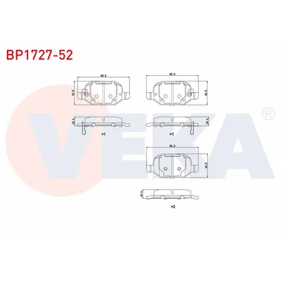 Fren Disk Balata Arka Fiat 500L (351) Wagon (2017->)  VEKA BP1727-52