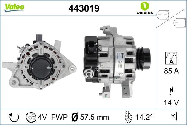 Alternatör  Toyota Yaris (XP13)(2017->)  VALEO 443019