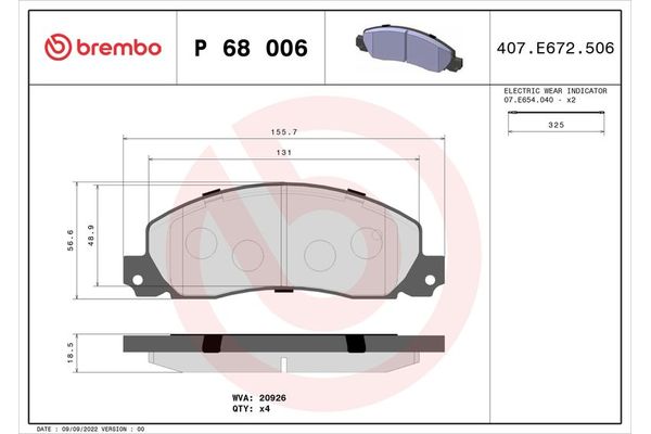 Fren Disk Balata Ön Opel Arena (1998->)  BREMBO P 68 006