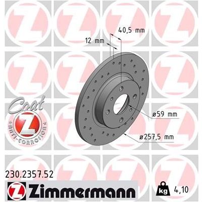 Fren Disk Ayna Ön Sağ ve Sol Fiat Tempra (159) 4 Kapı (1990->)  ZIMMERMANN 230.2357.52