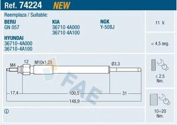 Isıtma Bujisi  MADE IN KOREA 367104A710  367104A000 36710-4A000 367104A100 36710-4A100 36710 4A000 36710 4A100