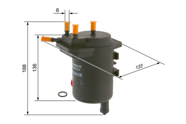 Yakıt Filtresi  Nissan Micra (K12E)(11.2002->)  BOSCH 0 986 4B2 023