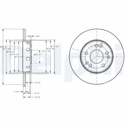 Fren Disk Ayna Ön Sağ ve Sol Mercedes 124 Sedan (BM 124)(11.1984->)  DELPHI BG2314