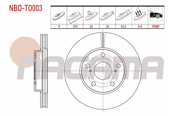 Fren Disk Ayna Ön Sağ ve Sol NAGAMA NBD-TO003